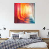 Retro Glow Arches – Abstract Mid-Century Canvas Afdruk (Insitu (Slaapkamer))