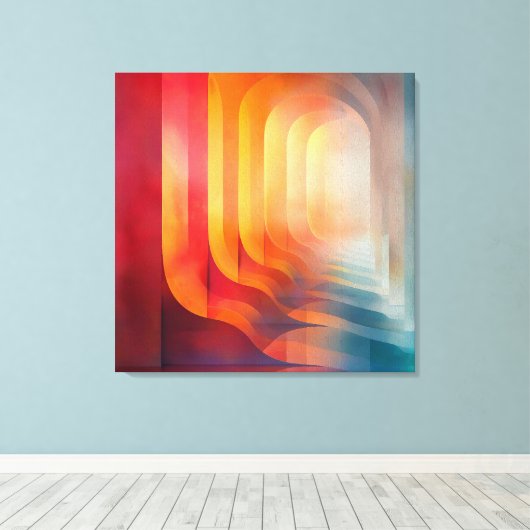 Retro Glow Arches – Abstract Mid-Century Canvas Afdruk (Insitu (Houten vloer))
