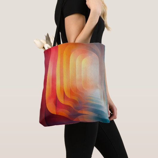 Retro Glow Arches – Abstract Mid-Century Tote Bag (Dichtbij)