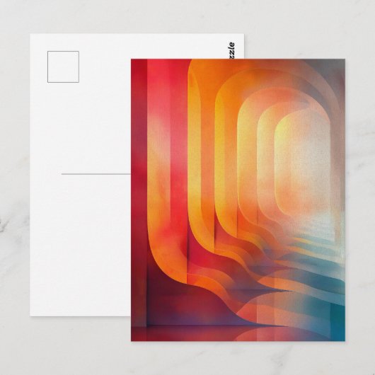 Retro Glow Bogen – Abstracte Mid-Century Briefkaart (Voorkant / Achterkant)