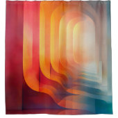 Retro Glow Bogen – Abstracte Mid-Century Douchegordijn (Voorkant)