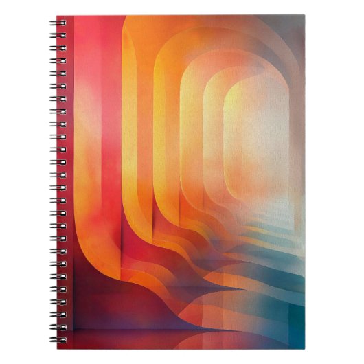 Retro Glow Bogen – Abstracte Mid-Century Notitieboek (Voorkant)