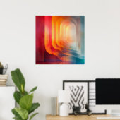 Retro Glow Bogen – Abstracte Mid-Century Poster (Thuiskantoor)