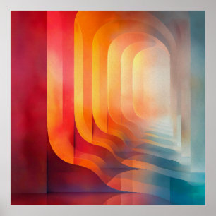 Retro Glow Bogen – Abstracte Mid-Century Poster