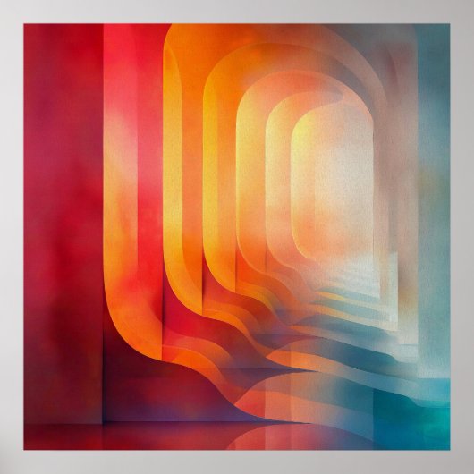 Retro Glow Bogen – Abstracte Mid-Century Poster (Voorkant)
