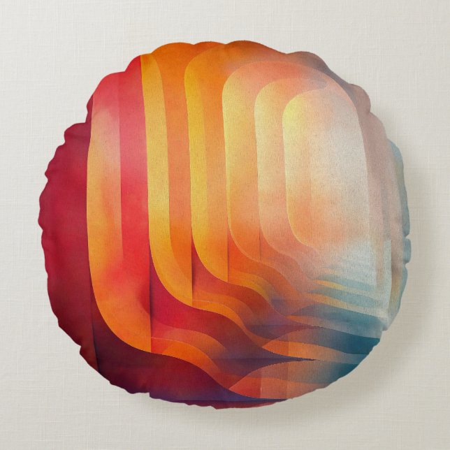 Retro Glow Bogen – Abstracte mid-eeuwen Rond Kussen (Voorkant)