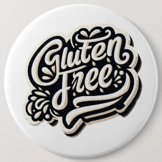Retro Gluten Vrij Typografie Script Grafisch Ronde Button 6,0 Cm