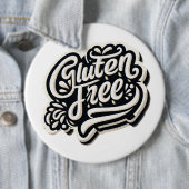 Retro Gluten Vrij Typografie Script Grafisch Ronde Button 6,0 Cm (In situ)