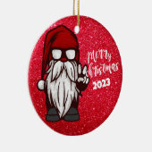 Retro Gnome Kerstversiering,  stijl Keramisch Ornament (Rechts)