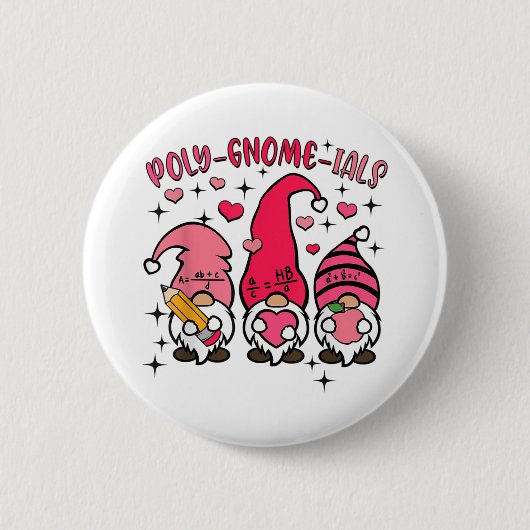Retro Gnome Wiskunde Docent Valentijnsdag Poly Gno Ronde Button 5,7 Cm (Voorkant)