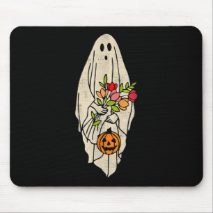Retro Gnoovy Halloween Flower Ghost Pumpki Muismat