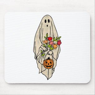 Retro Gnoovy Halloween Flower Ghost Pumpki Muismat