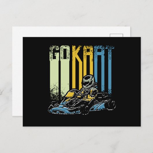 Retro Go Kart Briefkaart (Voorkant / Achterkant)