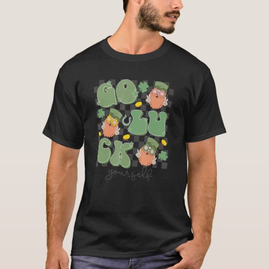 Retro Go Luck Yourself Saint Patrick's Day Checker T-shirt (Voorkant)