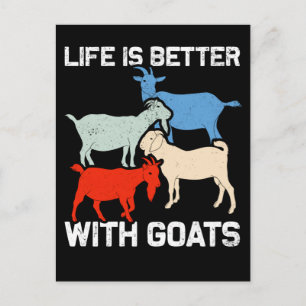 Retro Goats Animal Humor Goat Fan Briefkaart