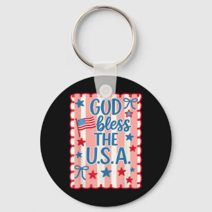 Retro God Bless America Usa Vlag Christelijke 4e V Sleutelhanger