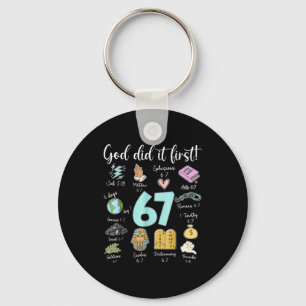 Retro God deed het eerst 67 Zes Zeven Meme Christe Sleutelhanger