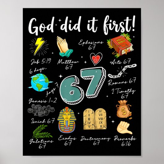 Retro God Did It First 67 Six Seven Meme Christeli Poster (Voorkant)