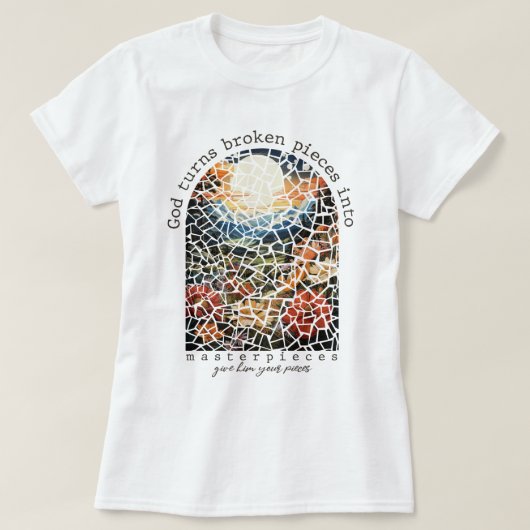 Retro God verandert gebroken stukken in meesterwer T-shirt (Design voorkant)
