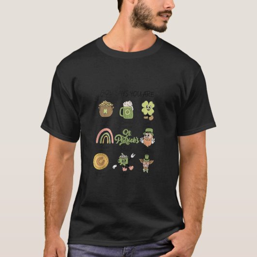 retro god zegt dat je St Patrick's Day TA bent T-shirt (Voorkant)