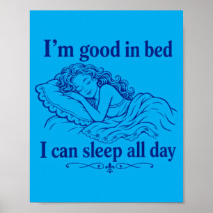Retro Goed In Bed Kan Slaapdag Funny Slaap Poster