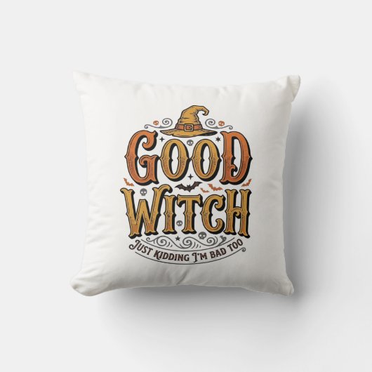 Retro Goede Heks Halloween Typografie Ontwerp_1 Kussen (Voorkant)