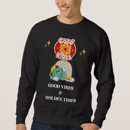 Retro Goede Vibes Aarde Karakter Trui (Voorkant)