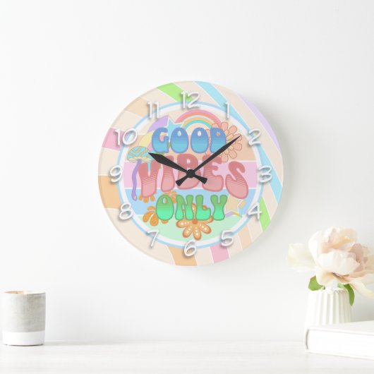 Retro Goede Vibes Alleen  Kleuren Grote Klok (Huis)