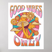 Retro Goede Vibes Alleen Paddestoel Poster (Voorkant)