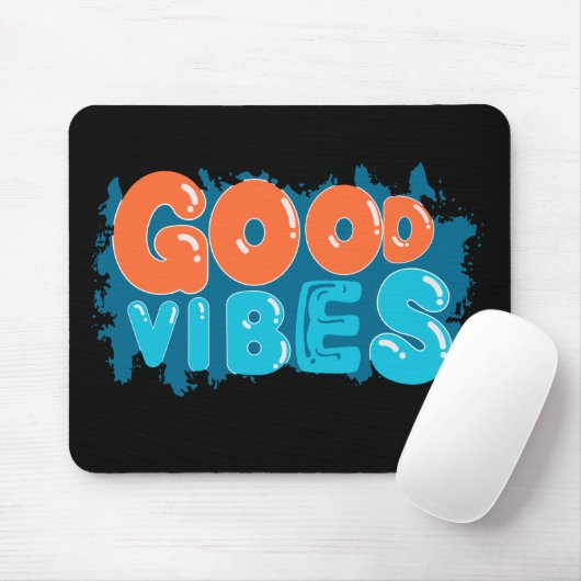 Retro Goede Vibes Alleen Typography Muismat (Met muis)