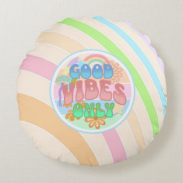 Retro Goede Vibes Alleen Vintage Kleuren Rond Kussen