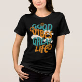 Retro goede vibes geweldig leven bloem Tri-Blend shirt (Voorkant)
