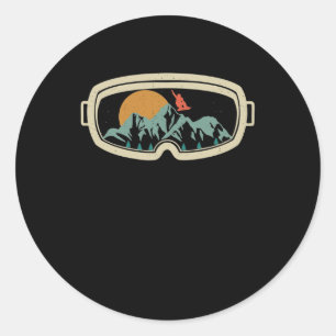Retro goggles snowboarding skiae ronde sticker