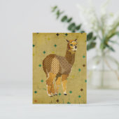 Retro Gold Alpaca Briefkaart (Staand voorkant)