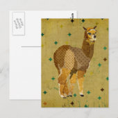 Retro Gold Alpaca Briefkaart (Voorkant / Achterkant)