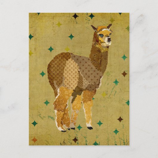 Retro Gold Alpaca Briefkaart (Voorkant)