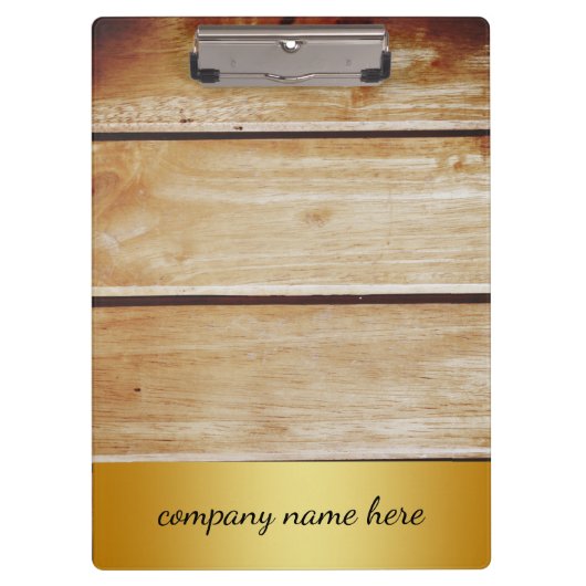 Retro Gold Badge Beige Bamboo Textielpatroonclip Klembord (Voorkant)