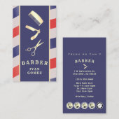 Retro Gold Barber Tools Red Blue Discount Visitekaartje (Voorkant / Achterkant)