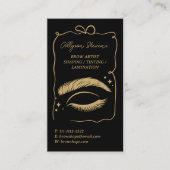 Retro gold black Doodles Brow Artist QR Code Visitekaartje (Voorkant)