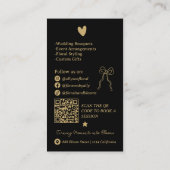Retro Gold Black Doodles Florist Artist QR Code Visitekaartje (Achterkant)