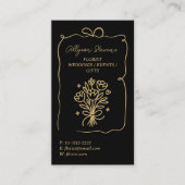 Retro Gold Black Doodles Florist Artist QR Code Visitekaartje (Voorkant)