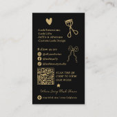 Retro gold black Doodles Lash Tech QR Code Visitekaartje (Achterkant)