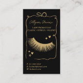 Retro gold black Doodles Lash Tech QR Code Visitekaartje (Voorkant)