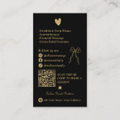 Retro Gold black Doodles Massage Therapist QR Code Visitekaartje (Achterkant)
