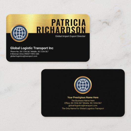 Retro Gold Black Layers CEO Visitekaartje (Voorkant / Achterkant)