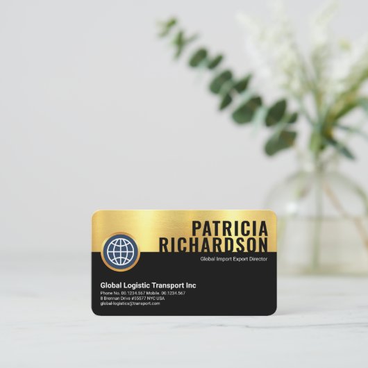 Retro Gold Black Layers CEO Visitekaartje (Staand voorkant)