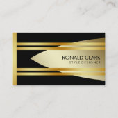 Retro Gold Black Metal Financial Professional Visitekaartje (Voorkant)