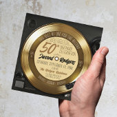 Retro Gold Black Vinyl Record Player 50th Birthday Kaart