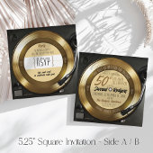 Retro Gold Black Vinyl Record Player 50th Birthday Kaart