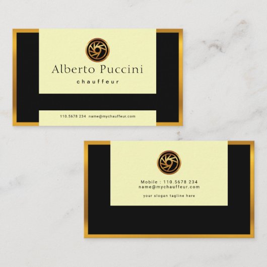 Retro Gold Border Stijlvol Trek Tab Chauffeur omla Visitekaartje (Voorkant / Achterkant)